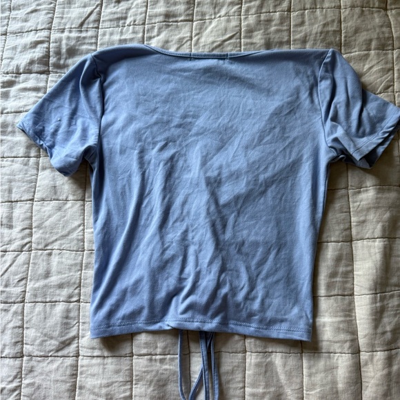 Blue Ruched V-Neck Top - Picture 3 of 3